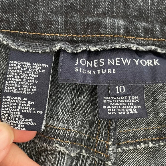 Jones New York Signature 5 Pocket Midrise Dk Wash Cotton Denim Jeans Blue Sz 10 - Picture 10 of 11